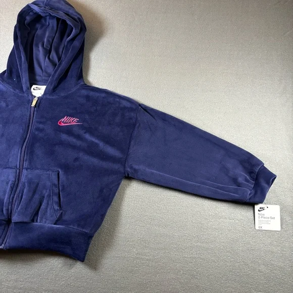 Nike Girls' velour scooter hoodie blue size 6X - Picture 2 of 7
